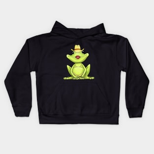 kiss all thefrogs in a bikini and hat Kids Hoodie